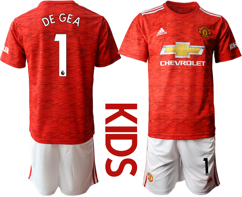 Youth 2020-2021 club Manchester United home #1 red Soccer Jerseys